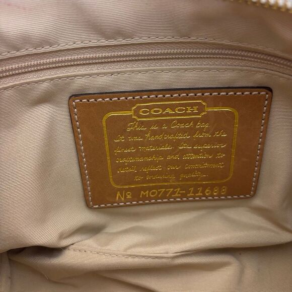 Coach Brown Monogram with White Leather Small Shoulder Purse 11688 - Picture 7 of 8